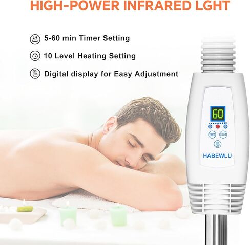 HABEWLU Infrared Light Red Heat Lamp 275W Near Red Infrared Heat Lamp for Relieve Joint Pain and Muscle Aches Body, Standing Heat Lamp with 10 Heat Setting 5-60 min Timer in Kuwait
