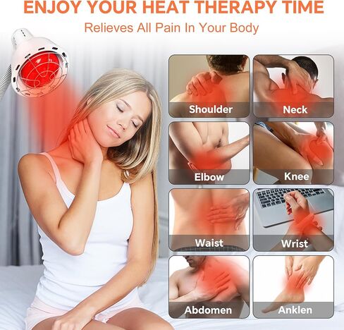 HABEWLU Infrared Light Red Heat Lamp 275W Near Red Infrared Heat Lamp for Relieve Joint Pain and Muscle Aches Body, Standing Heat Lamp with 10 Heat Setting 5-60 min Timer in Kuwait