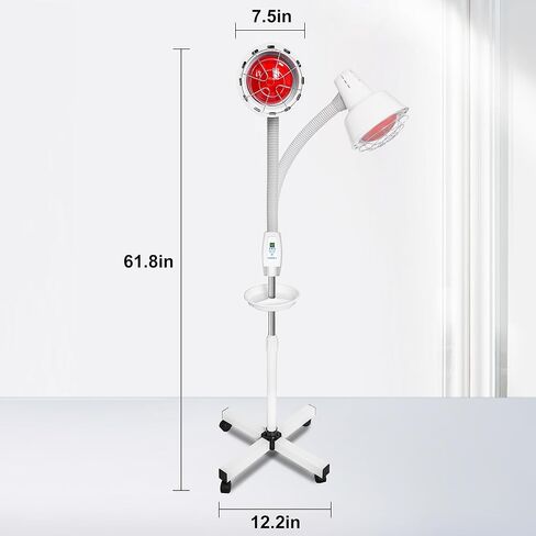 HABEWLU Infrared Light Red Heat Lamp 275W Near Red Infrared Heat Lamp for Relieve Joint Pain and Muscle Aches Body, Standing Heat Lamp with 10 Heat Setting 5-60 min Timer in Kuwait