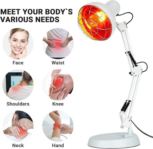 مصباح بالاشعة تحت الحمراء، مصباح حراري للعلاج بالضوء الاحمر القريب مع حامل لتخفيف الام مفاصل الجسم وآلام العضلات، ضوء بالاشعة تحت الحمراء محمول للاستخدام المنزلي in Kuwait