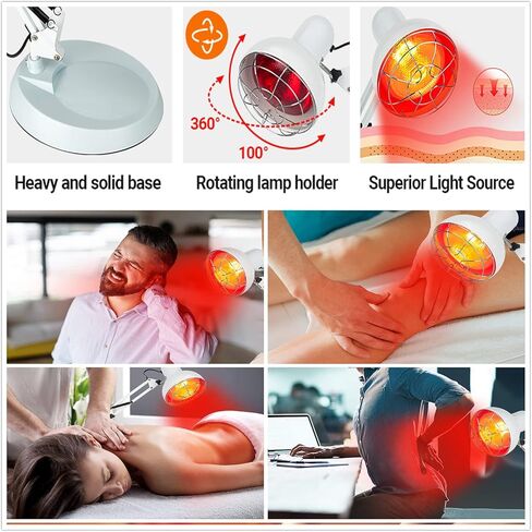 مصباح بالاشعة تحت الحمراء، مصباح حراري للعلاج بالضوء الاحمر القريب مع حامل لتخفيف الام مفاصل الجسم وآلام العضلات، ضوء بالاشعة تحت الحمراء محمول للاستخدام المنزلي in Kuwait