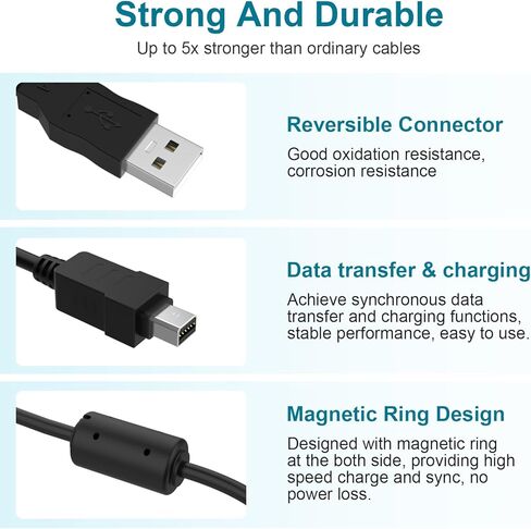 Auhsuxo Replacement CB-USB6 Camera Transfer Data Sync Charger Cord Cable Compatible with Olympus CB-USB8 CB-USB5 FE-200 FE-4020 FE-4030 mju Tough 7040 8000 8010 9000-Tough TG-320,Black,4.9FT in Kuwait