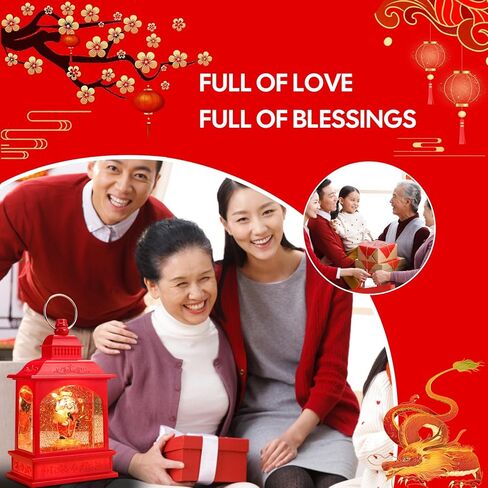 Allnice Snow Globes زينة فانوس السنة الجديدة مع الموسيقى، كرة الثلج اللامعة مع تمثال CAI Shen، زينة السنة القمرية الصينية الجديدة، USB وبطارية تعمل بهدايا عيد الربيع Snowglobe in Kuwait