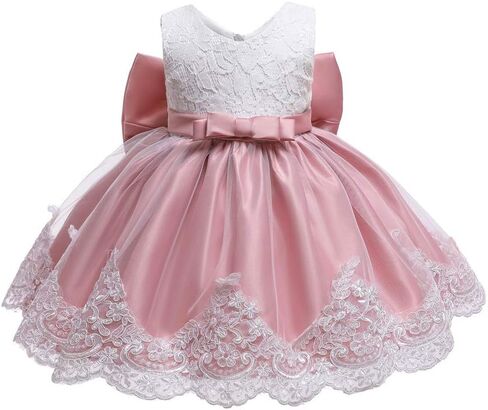 Baby Girls Dress Christening Baptism Party Formal Dress with Headwear in Saudi Arabia
