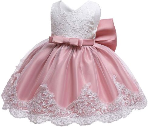 Baby Girls Dress Christening Baptism Party Formal Dress with Headwear in Saudi Arabia