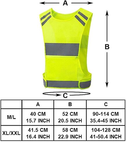 Reflective Running Vest Gear with Large,Zippered Pocket, Adjustable Waist, Light & Comfy satety Vest for Walking, Cycling, Jogging, 360° High Visible Safety Gear for Women and Men in Saudi Arabia