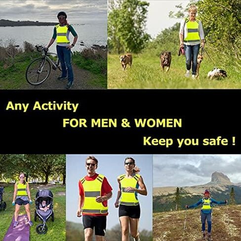 Reflective Running Vest Gear with Large,Zippered Pocket, Adjustable Waist, Light & Comfy satety Vest for Walking, Cycling, Jogging, 360° High Visible Safety Gear for Women and Men in Saudi Arabia