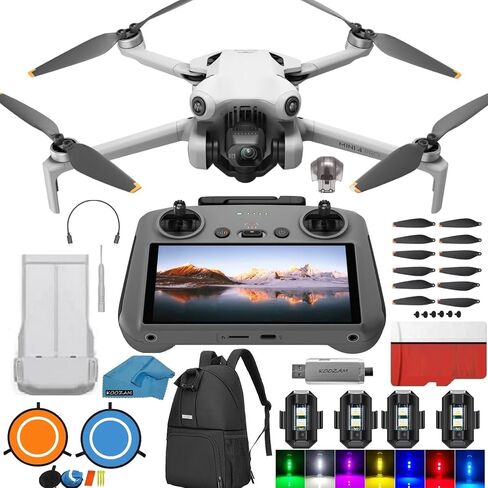 طائرة بدون طيار DJI Mini 4 Pro مع مجموعة أدوات التحكم عن بعد بشاشة DJI RC 2، مجموعة كاميرا بدون طيار، مع 128 جيجابايت SD، قارئ بطاقة USB 3.0، وسادة هبوط، أضواء ستروب على الظهر والمزيد in Kuwait