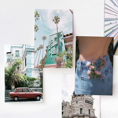 مجموعة LA MAISON COSY 50 قطعة من مجموعة ملصقات الحائط بوهو، طباعة فنية لملصقات غرفة بوهو، هدية ديكور حائط عتيقة مقاس 4 × 6 بوصة لغرفة النوم للفتيات المراهقات in Kuwait