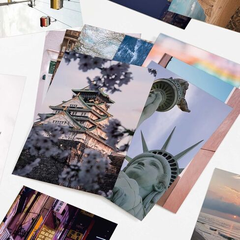 مجموعة LA MAISON COSY 50 قطعة من مجموعة ملصقات الحائط بوهو، طباعة فنية لملصقات غرفة بوهو، هدية ديكور حائط عتيقة مقاس 4 × 6 بوصة لغرفة النوم للفتيات المراهقات in Kuwait