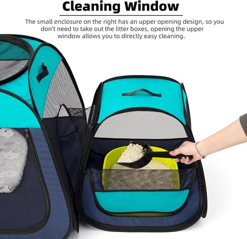 تين راي قفص لعب محمول للقطط، تصميم شبه منحرف لوقوف أفضل، خيمة للحيوانات الاليفة قابلة للطي للاستخدام الداخلي والخارجي للجراء والقطط، حاوية لعب للكلاب مع قاعدة قابلة للازالة، بيوت وشقق للقطط in Kuwait