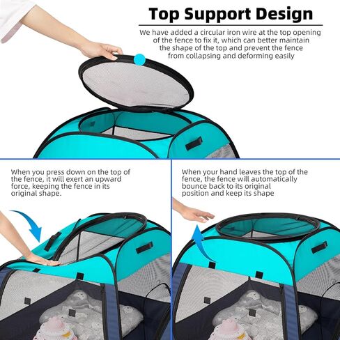 تين راي قفص لعب محمول للقطط، تصميم شبه منحرف لوقوف أفضل، خيمة للحيوانات الاليفة قابلة للطي للاستخدام الداخلي والخارجي للجراء والقطط، حاوية لعب للكلاب مع قاعدة قابلة للازالة، بيوت وشقق للقطط in Kuwait