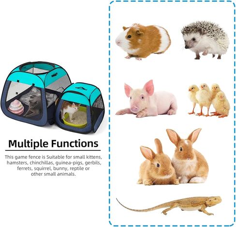 تين راي قفص لعب محمول للقطط، تصميم شبه منحرف لوقوف أفضل، خيمة للحيوانات الاليفة قابلة للطي للاستخدام الداخلي والخارجي للجراء والقطط، حاوية لعب للكلاب مع قاعدة قابلة للازالة، بيوت وشقق للقطط in Kuwait