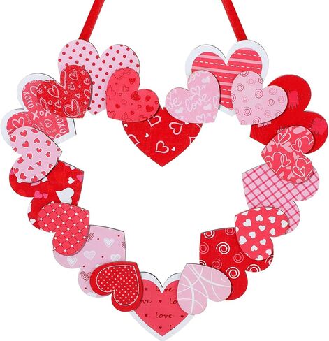 كويكاي زينة عيد الحب الخشبية 12 انش عيد الحب اكليل القلب عيد الحب ديكور المنزل اكاليل القلب عيد الحب شماعات الباب للباب الامامي في الهواء الطلق داخل غرفة نافذة جدار بيت المزرعة هدايا in Kuwait