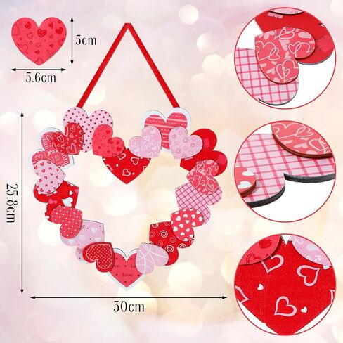 كويكاي زينة عيد الحب الخشبية 12 انش عيد الحب اكليل القلب عيد الحب ديكور المنزل اكاليل القلب عيد الحب شماعات الباب للباب الامامي في الهواء الطلق داخل غرفة نافذة جدار بيت المزرعة هدايا in Kuwait