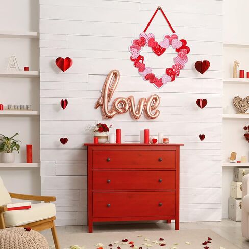 كويكاي زينة عيد الحب الخشبية 12 انش عيد الحب اكليل القلب عيد الحب ديكور المنزل اكاليل القلب عيد الحب شماعات الباب للباب الامامي في الهواء الطلق داخل غرفة نافذة جدار بيت المزرعة هدايا in Kuwait