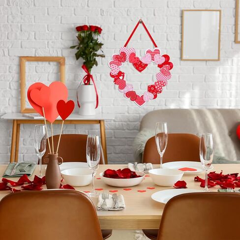 كويكاي زينة عيد الحب الخشبية 12 انش عيد الحب اكليل القلب عيد الحب ديكور المنزل اكاليل القلب عيد الحب شماعات الباب للباب الامامي في الهواء الطلق داخل غرفة نافذة جدار بيت المزرعة هدايا in Kuwait