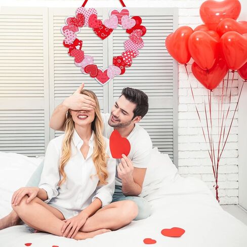 كويكاي زينة عيد الحب الخشبية 12 انش عيد الحب اكليل القلب عيد الحب ديكور المنزل اكاليل القلب عيد الحب شماعات الباب للباب الامامي في الهواء الطلق داخل غرفة نافذة جدار بيت المزرعة هدايا in Kuwait