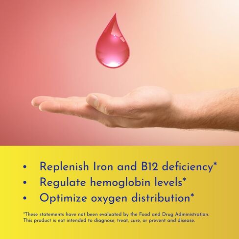 Premium Certified AnemiMD - All Natural Anemia and Energy Support - High Potency Iron - Vitamins C, A, B12, Folate, and Piperine - Gentle On GI Tract - 60 Vegan Friendly Capsules in Kuwait