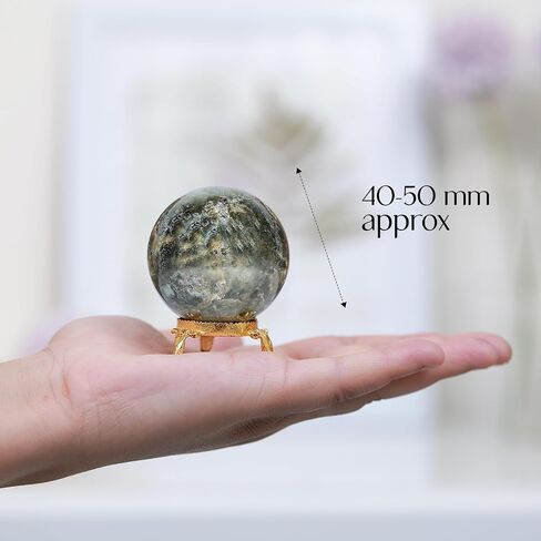 Amazonite Crystal, Crystal Sphere, Divination Tools, Gem Balls, Stone Orb, Meditation For Beginners, Wiccan Decor, Witchy Decor Aesthetic, Gazing Crystal Ball, Altar, Crystal Ball With Stand 40mm Ball in Kuwait