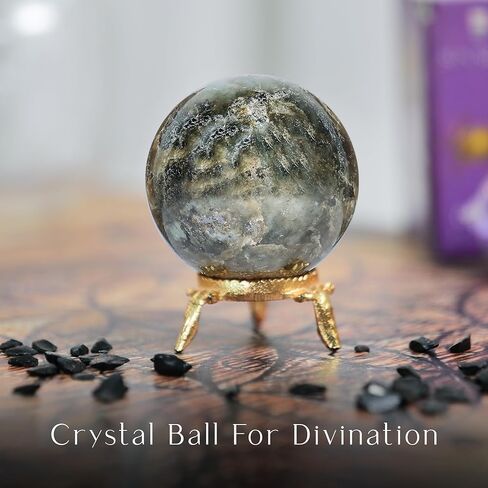 Amazonite Crystal, Crystal Sphere, Divination Tools, Gem Balls, Stone Orb, Meditation For Beginners, Wiccan Decor, Witchy Decor Aesthetic, Gazing Crystal Ball, Altar, Crystal Ball With Stand 40mm Ball in Kuwait
