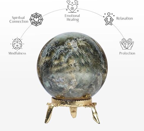 Amazonite Crystal, Crystal Sphere, Divination Tools, Gem Balls, Stone Orb, Meditation For Beginners, Wiccan Decor, Witchy Decor Aesthetic, Gazing Crystal Ball, Altar, Crystal Ball With Stand 40mm Ball in Kuwait