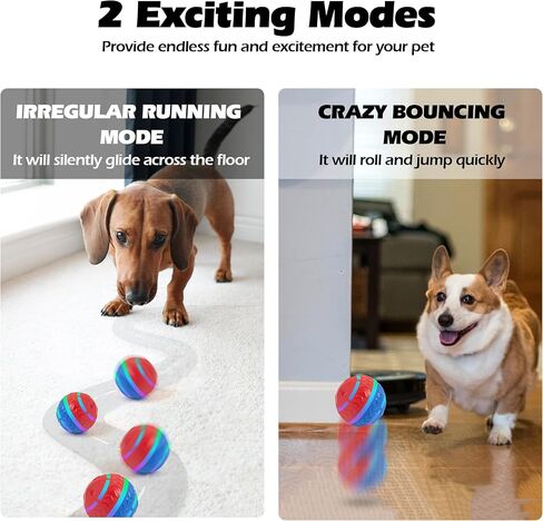 كرة دوارة نشطة للكلاب من بيت برايم، ألعاب نشطة متينة بوضعين للحركة، كرات متحركة أوتوماتيكية قابلة لإعادة الشحن عبر USB مع أضواء LED للكلاب الصغيرة والمتوسطة والكبيرة in Kuwait