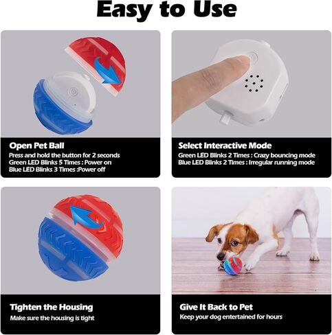 كرة دوارة نشطة للكلاب من بيت برايم، ألعاب نشطة متينة بوضعين للحركة، كرات متحركة أوتوماتيكية قابلة لإعادة الشحن عبر USB مع أضواء LED للكلاب الصغيرة والمتوسطة والكبيرة in Kuwait