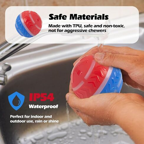 كرة دوارة نشطة للكلاب من بيت برايم، ألعاب نشطة متينة بوضعين للحركة، كرات متحركة أوتوماتيكية قابلة لإعادة الشحن عبر USB مع أضواء LED للكلاب الصغيرة والمتوسطة والكبيرة in Kuwait