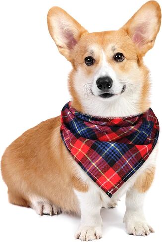 Christmas Dog Bandanas, 6 Pieces Triangle Dog Bandana Washable Square Plaid Printing Dog Adjustable Kerchief Set for Small to Large Dog Puppy Cat (Red Style,16.1 Inch) in Saudi Arabia