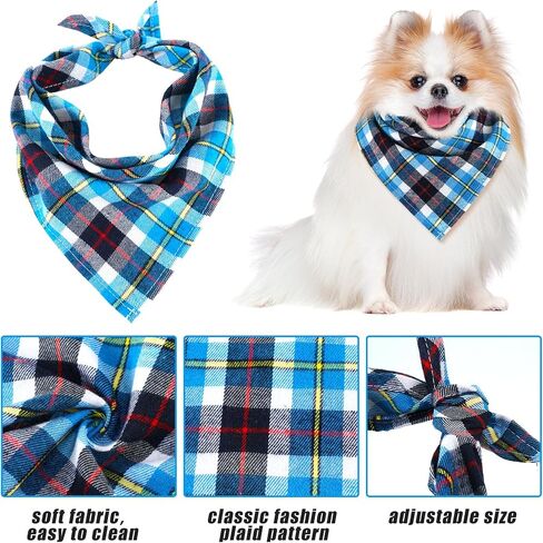 Christmas Dog Bandanas, 6 Pieces Triangle Dog Bandana Washable Square Plaid Printing Dog Adjustable Kerchief Set for Small to Large Dog Puppy Cat (Red Style,16.1 Inch) in Saudi Arabia