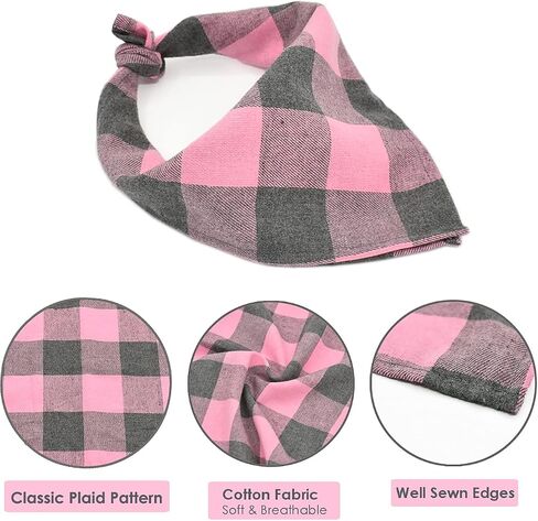 Bubblepup Plaid Dog Bandana, Cotton Dog Bandana for Small Medium Large Dogs, Dog Kerchief, 1PC Square Dog Scarf Dog Triangle Bibs in Kuwait