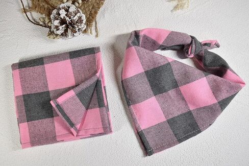 Bubblepup Plaid Dog Bandana, Cotton Dog Bandana for Small Medium Large Dogs, Dog Kerchief, 1PC Square Dog Scarf Dog Triangle Bibs in Kuwait