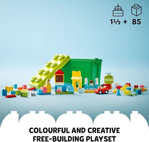 LEGO DUPLO Classic Deluxe Brick Box 10914 Starter Set - Features Storage Box, Bricks, Duplo Figures, Dog, and Car, Creative Play, Great Early Learning Toy for Toddlers Ages 18+ Months in Saudi Arabia