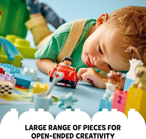 LEGO DUPLO Classic Deluxe Brick Box 10914 Starter Set - Features Storage Box, Bricks, Duplo Figures, Dog, and Car, Creative Play, Great Early Learning Toy for Toddlers Ages 18+ Months in Saudi Arabia