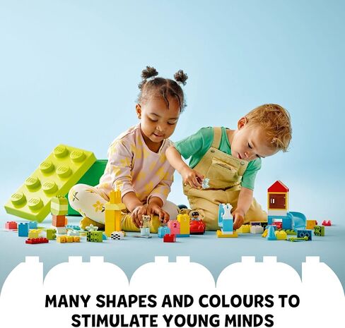 LEGO DUPLO Classic Deluxe Brick Box 10914 Starter Set - Features Storage Box, Bricks, Duplo Figures, Dog, and Car, Creative Play, Great Early Learning Toy for Toddlers Ages 18+ Months in Saudi Arabia