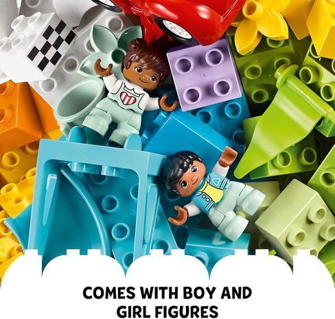 LEGO DUPLO Classic Deluxe Brick Box 10914 Starter Set - Features Storage Box, Bricks, Duplo Figures, Dog, and Car, Creative Play, Great Early Learning Toy for Toddlers Ages 18+ Months in Saudi Arabia