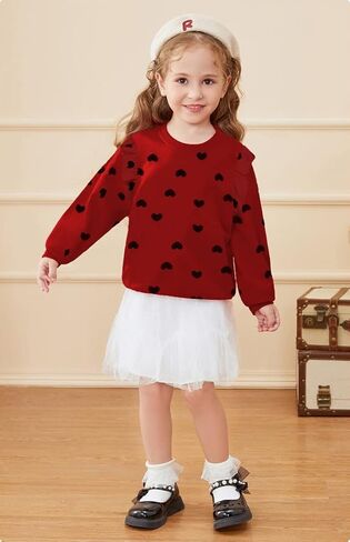 CM-Kid طفل الفتيات بلوزات عيد الحب القلب طباعة الملابس سترة للأطفال طويلة الأكمام البلوز قميص 2-7 سنوات in Kuwait