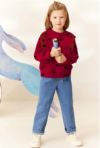 CM-Kid طفل الفتيات بلوزات عيد الحب القلب طباعة الملابس سترة للأطفال طويلة الأكمام البلوز قميص 2-7 سنوات in Kuwait