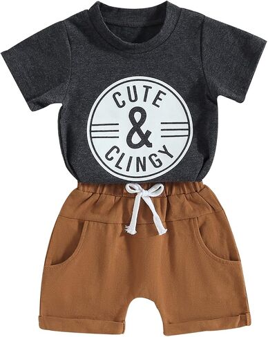 Hoanselay Toddler Infant Baby Boy Summer Shorts Set Color Block Short Sleeve T-Shirt Top and Casual Shorts Outfit Clothes in Saudi Arabia