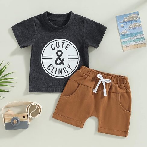 Hoanselay Toddler Infant Baby Boy Summer Shorts Set Color Block Short Sleeve T-Shirt Top and Casual Shorts Outfit Clothes in Saudi Arabia