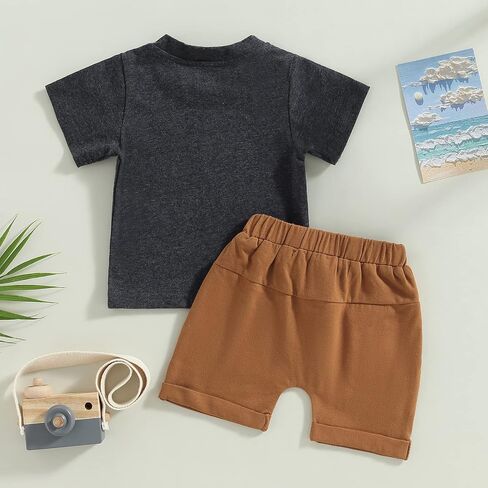 Hoanselay Toddler Infant Baby Boy Summer Shorts Set Color Block Short Sleeve T-Shirt Top and Casual Shorts Outfit Clothes in Saudi Arabia