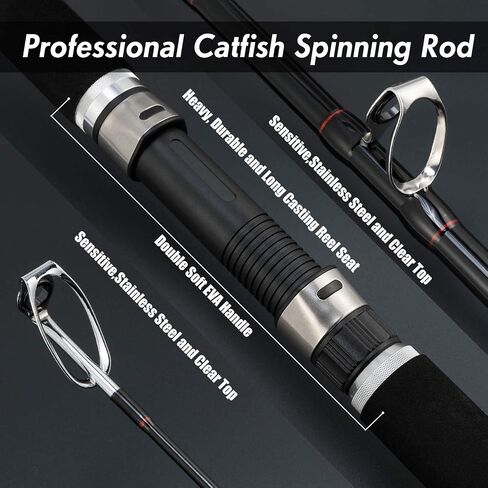 Dr.Fish Catfish Rod and Reel Combo 7ft Spinning Trolling Rod Heavy Duty Catfish Rod Baitfeeder Catfish Reel Catfishing Gear Tackle Equipment Boat Fishing in Saudi Arabia