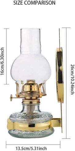 سينغرينغ مصباح زيت يثبت على الحائط بتصميم عتيق من الزجاج مع مراة زجاجية للمطبخ والاستخدام الداخلي in Kuwait