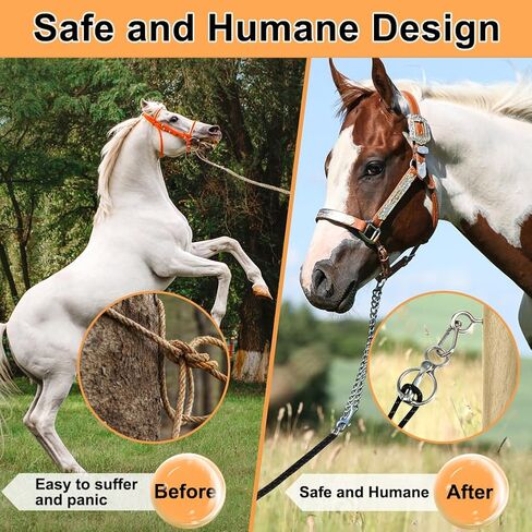 Horse Tie Ring, Stainless Steel Tie Ring for Horses, Horse Tack and Supplies, Safe Horse Accessories with Eye Screw, Snap Hook, Humane Way Tie Ring Reducing Horse Injured When Pull Back in Kuwait