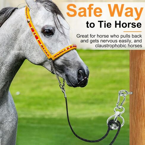 Horse Tie Ring, Stainless Steel Tie Ring for Horses, Horse Tack and Supplies, Safe Horse Accessories with Eye Screw, Snap Hook, Humane Way Tie Ring Reducing Horse Injured When Pull Back in Kuwait