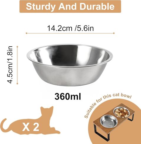 قطعتان من أوعية القطط البديلة المصنوعة من الفولاذ المقاوم للصدأ بقطر خارجي 5.6 بوصة/14.2 سم in Kuwait