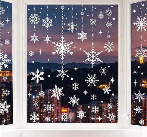 AnyDesign 9 Sheet Christmas Window Clings White Snowflake Window Decals Double-Sided Winter Window Decor for Xmas Winter New Year Home School Office Decoration Party Supplies in Saudi Arabia