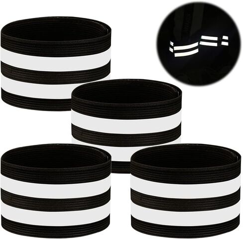 Xiaokeis 4 Pieces Reflective Bands - High Visibility Reflective Bands for Wrist, Arm, Leg - Reflective Gear Safety Reflector Tape Straps for Night Walking, Cycling and Running(Black) in Saudi Arabia