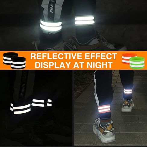 Xiaokeis 4 Pieces Reflective Bands - High Visibility Reflective Bands for Wrist, Arm, Leg - Reflective Gear Safety Reflector Tape Straps for Night Walking, Cycling and Running(Black) in Saudi Arabia